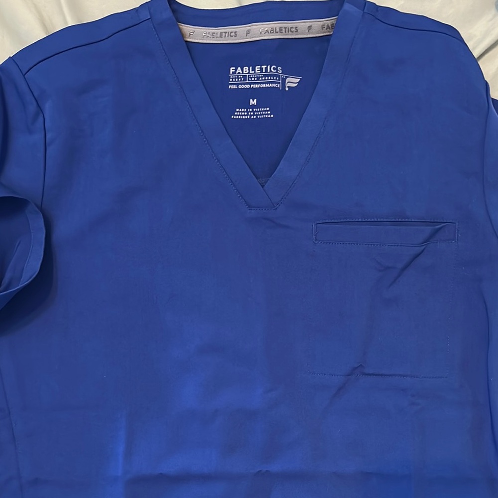 Fabletics Blue V-Neck Scrub Top for Everyday Comfort